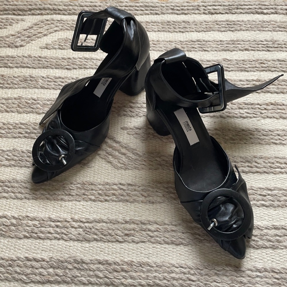 Miista London Women's Mireille Black Glossed Leather Mid-heels - Picture 2 of 3